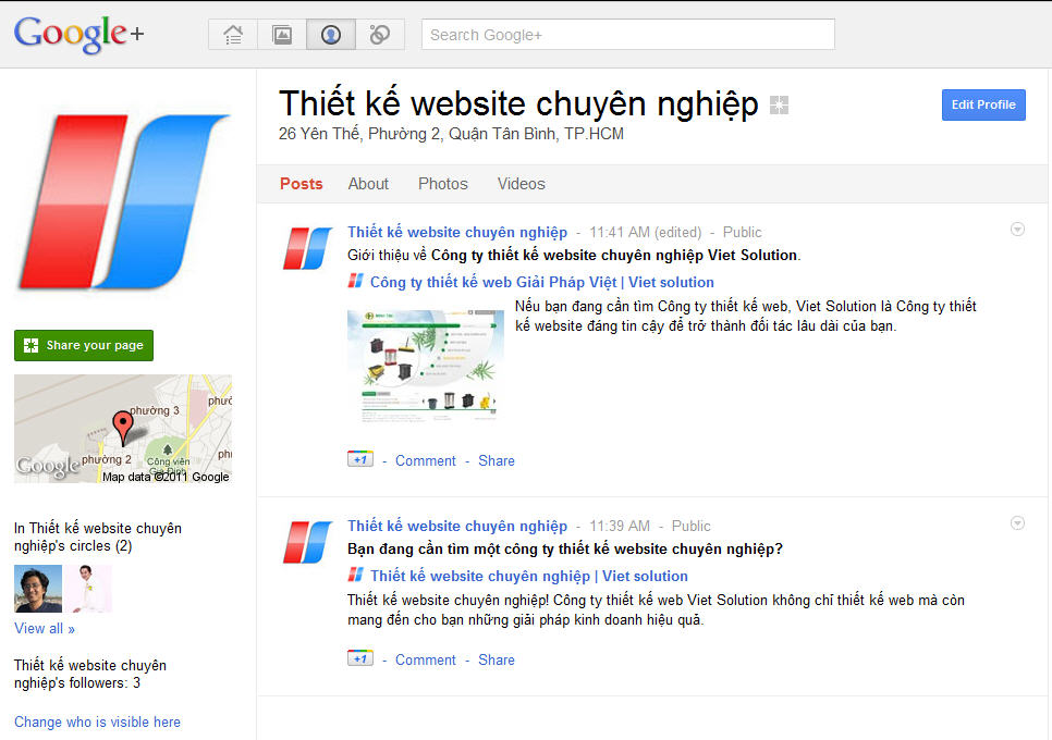 Thiết kế website chuyên nghiệp trên Google+